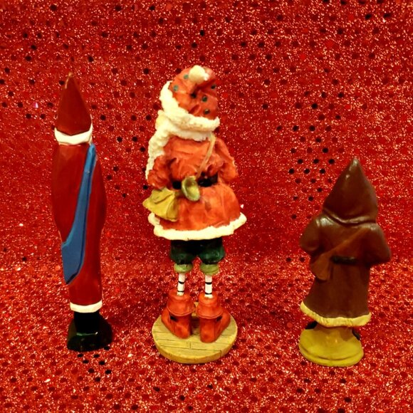 L@@K Lot of 3 Christmas Santa Claus Figurines ~ Hand Painted - Picture 3 of 3